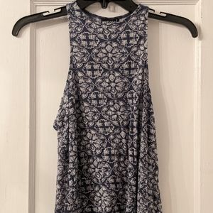 Boho print handkerchief-style light high neck tank